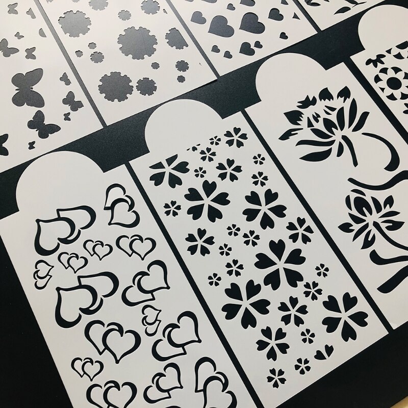10pcs DIY Heart Rose Drawing Stencils Templates Embossing Paper Card Painting Scrapbooking Stamp Album Decoration 87HA