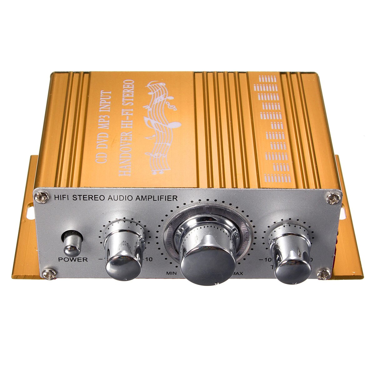 Mini Car Amplifier Motorcycle Home Boat Auto Stereo Audio Amplifier 2 Channel Digital Hi-Fi Amp Support CD DVD MP3 Input: Yellow