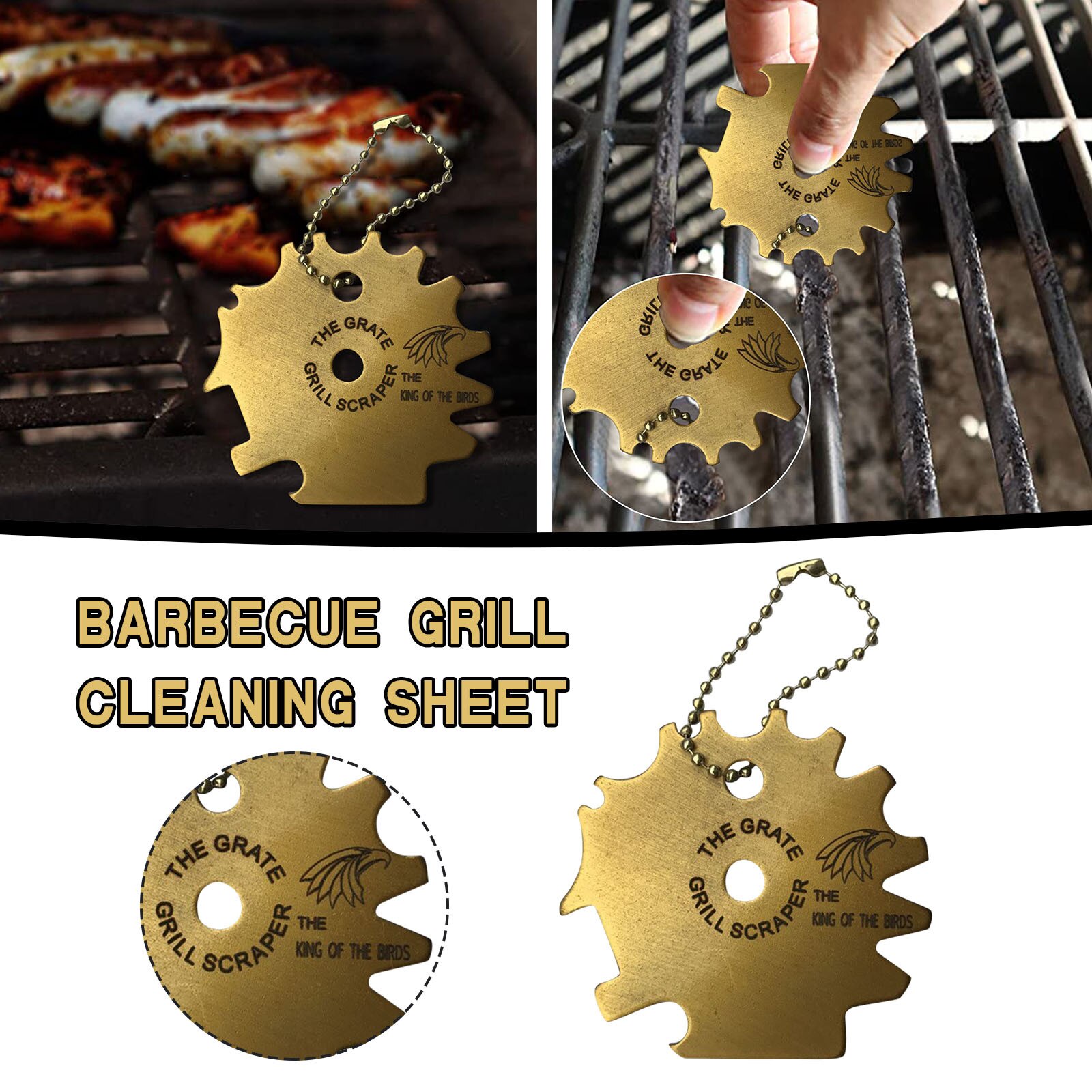 25# Portable Metal Bbq Grills Grate Cleaner Cleaning Barbecue Scraper Scrubber Tool Cleaning Barbecue Cleaning Grill Scraper
