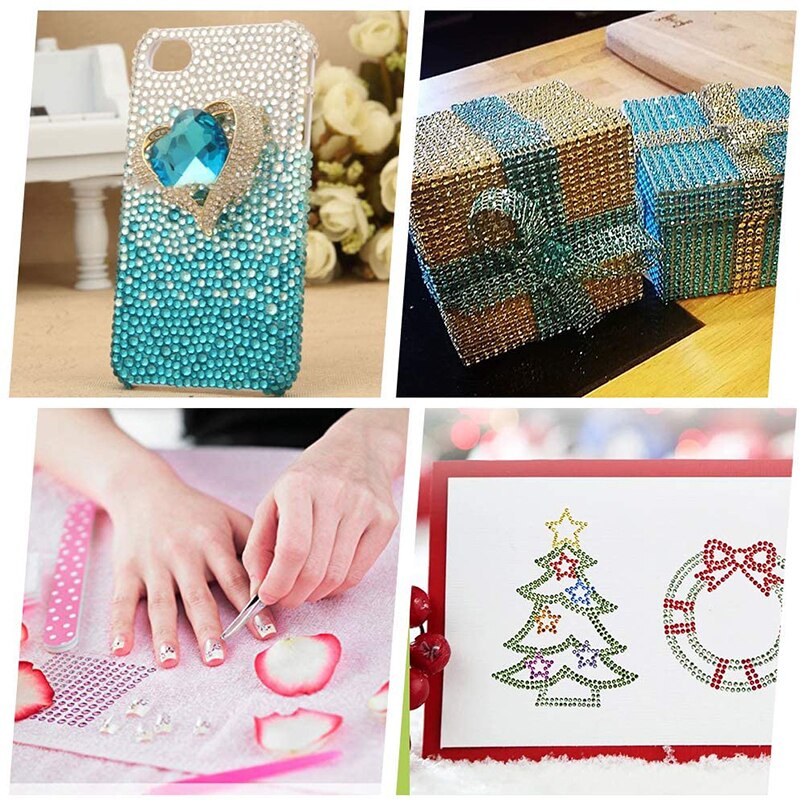 20 ark= 3440 stk krystal rhinsten klistermærker gør-det-selv udsmykning smykker farverige perle diamant til ansigt negle håndværk kort indretning
