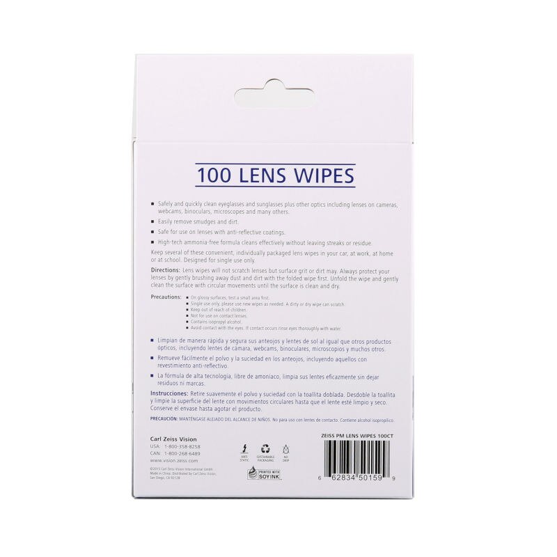 100 telt ZEISS Eyewear bevochtigd microfiber lingette nettoyante lunettes camera lens cleaning microfiber lens cleaning