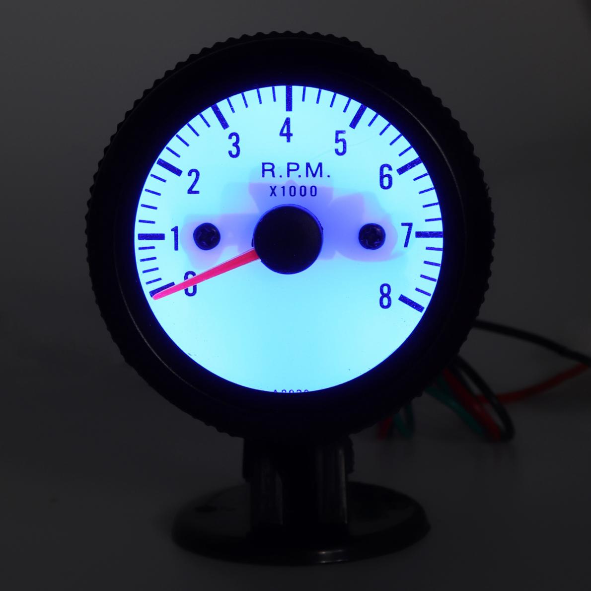 8020BL 2 "52Mm 12V Blauwe Led 0 ~ 8000Rpm Toerenteller Motor Rpm Tach Gauge Meter Met sensor Voor Auto Boot Truck Atv