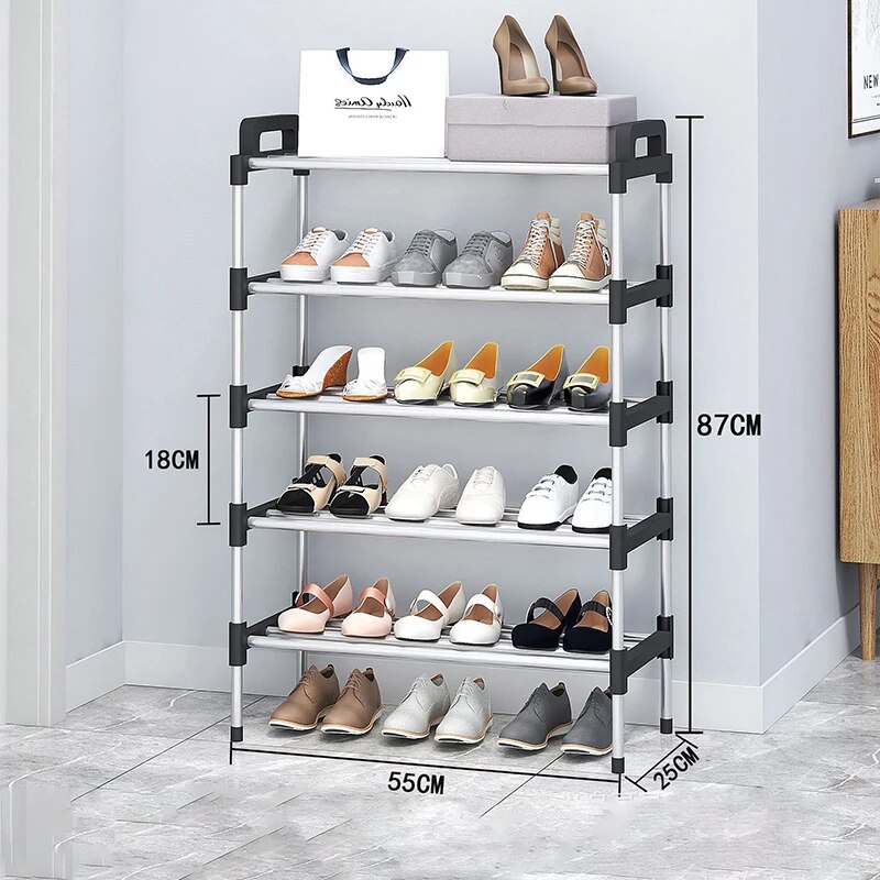 Einfaches Schuhregal mit 3-7 Etagen, mehrschichtig, staubdicht, für den Haushalt, Schuhschrank, Aufbewahrung, platzsparende Montage des kleinen Schuhregals: Licht Grün
