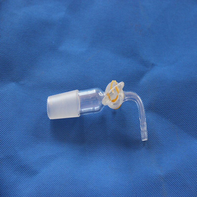 Lab Glass Adapter 90 bend with glass Stopcock, with hose connection, 24/40 joint