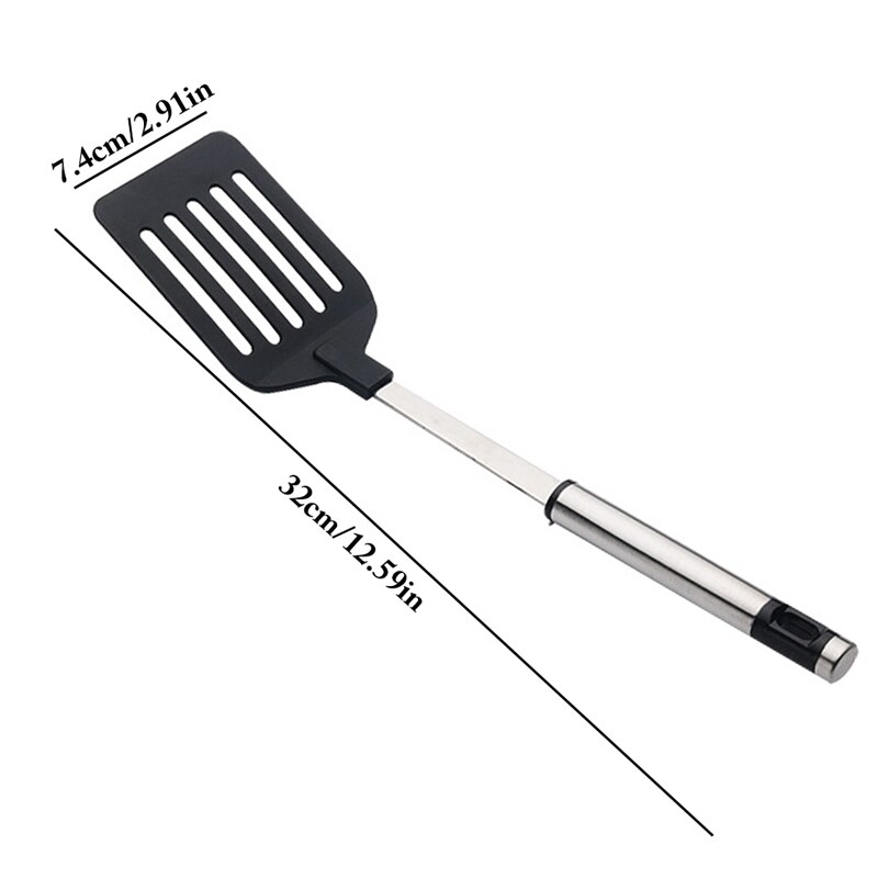 Slotted Kitchen Turner Heat Proof Non-Stick Turner Spatula Cooking Turner Stainless Steel Handle Cooking Turner Kitchen Tools: Default Title