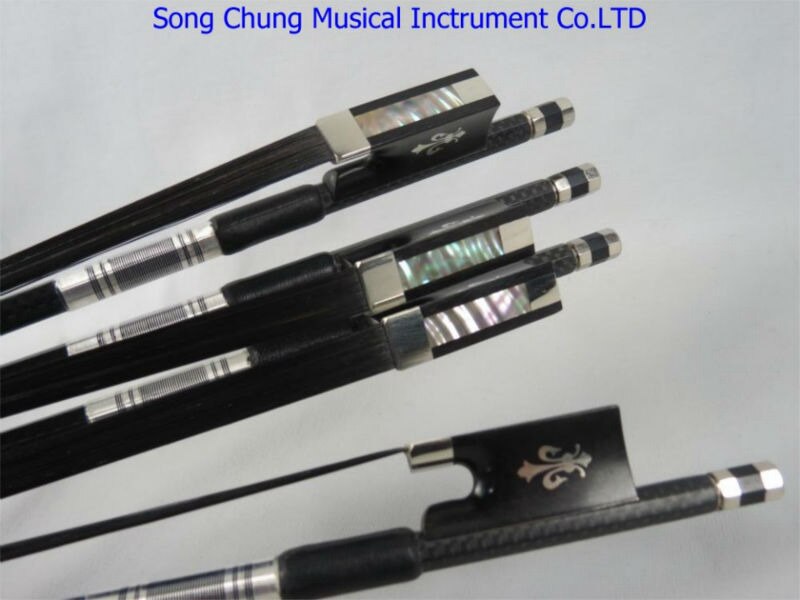 Top Grade Golden Braided Carbon Fiber 4/4 Violin Bow Best Balance AAA Mongolia Black/White Horse Hair Bow: Model 4 Black