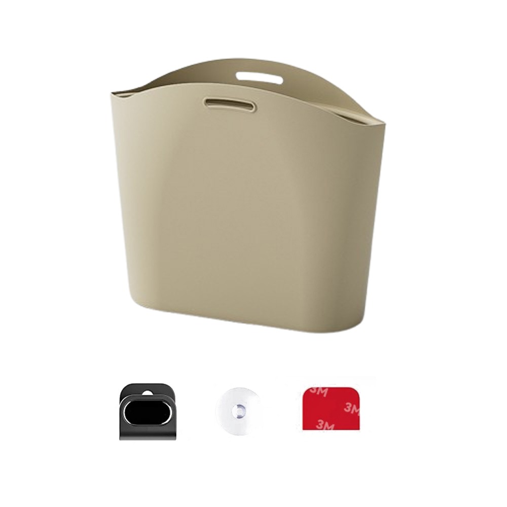 Portable Silicone Car Trash Can Dustbin Vehicle Storage Hanging Waste Bin Foldable Waterproof Space Saving Organizers Home: Silver