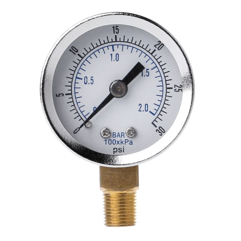 1/8\" NPT Pressure Gauge Air Compressor Hydraulic Pressure 0-30 PSI Bottom Mount