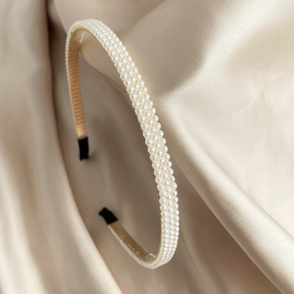 Nowe pełne perły proste kobiety Hairbands słodki pałąk uchwyt do włosów ozdoba opaska na głowę Lady eleganckie modne akcesoria do włosów: H00187
