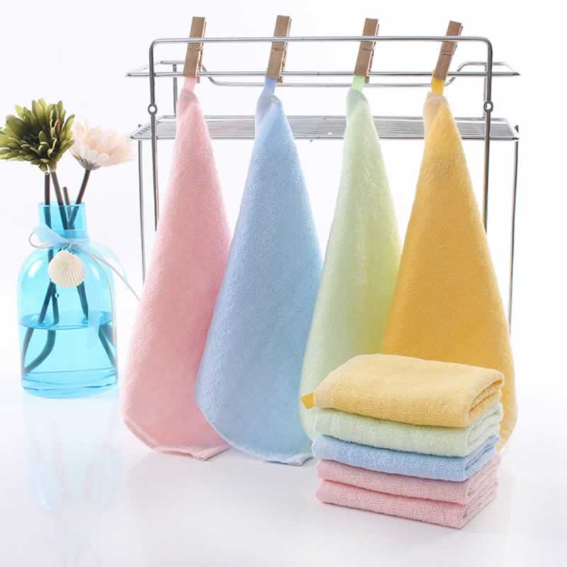 1 pçs 25*25cm cor sólida fibra de bambu macio infantil bebê crianças rosto toalha de algodão cabelo mão toalhas de banho trapos toalhas de toalha de mão
