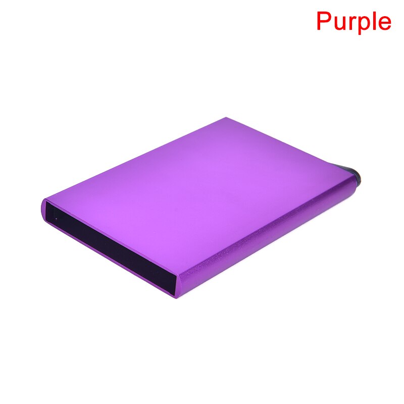 Bolsa creativa de Metal para hombre y mujer, tarjetero de aluminio, caja metálica, tarjetero para hombre, tarjetero: Purple