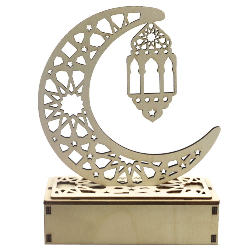Eid Mubarak Ramadan Diy Houten Led Decoratieve Licht Maan Moskee Ster Islam Opknoping Hanger Thuis Kamer Tafel Decoratie: C