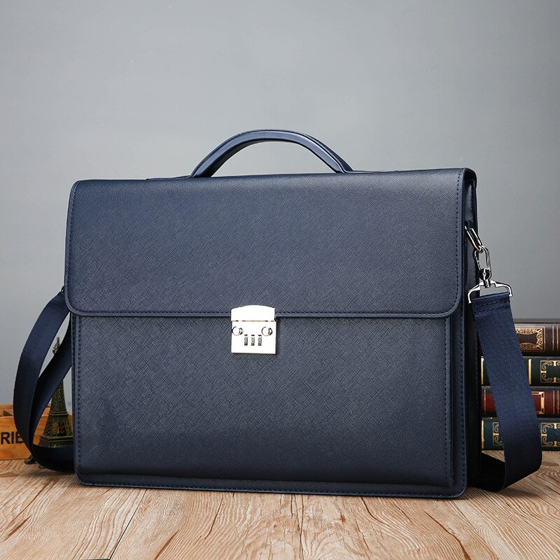 Bag Business Briefcase Briefcases Lock Shoulder Hand Bag 15.6 Inch Laptop Bag: blue large