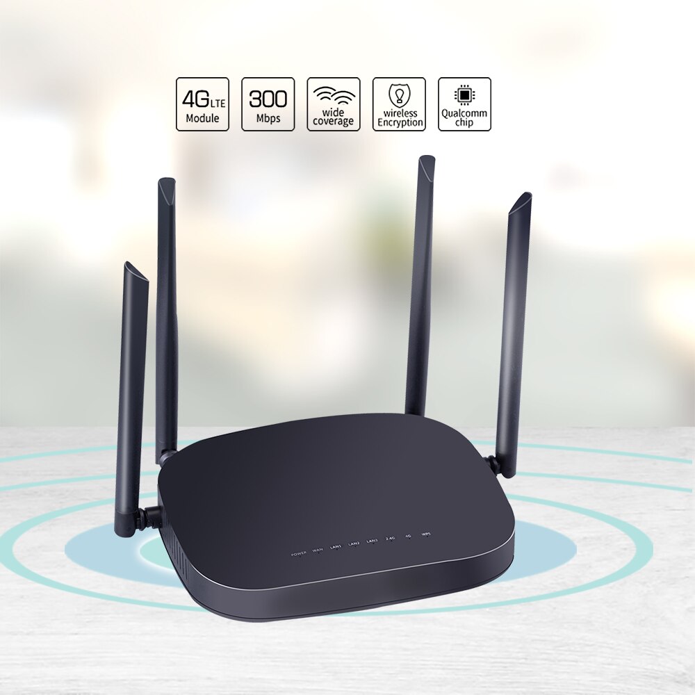 4g lte smart wifi router 300 mbps high power sim-kort trådløs cpe router med 4 stk eksterne antenner qualcomm chip