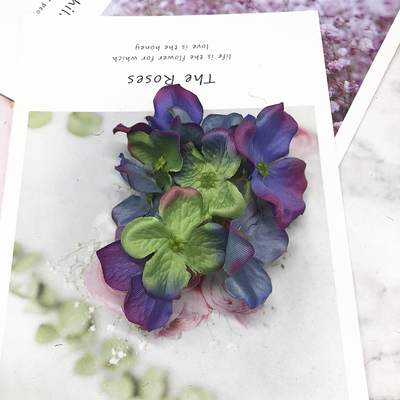 Yooromer 5 stk kunstig silke dekorativ hortensia headsdiy blomsterhoved silkeblomst til bryllup boligindretning blomst: Blå