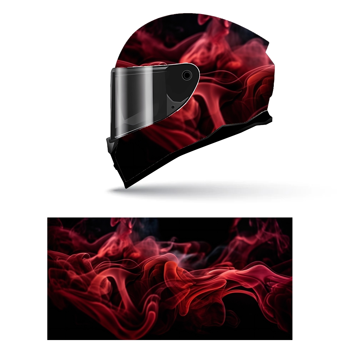Abstract Red Smoke Full Helmet Wrap Sticker Motorcycle Helmet Racing Graphic Decal Vinyl Wrap Helmet Decorative Sticker
