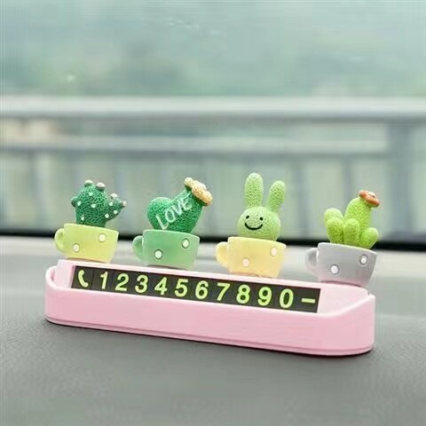 Cute Cartoon Doll Car Dashboard Decoration Temporary Parking Card Personality Parking Number Sign Girl's Day: K