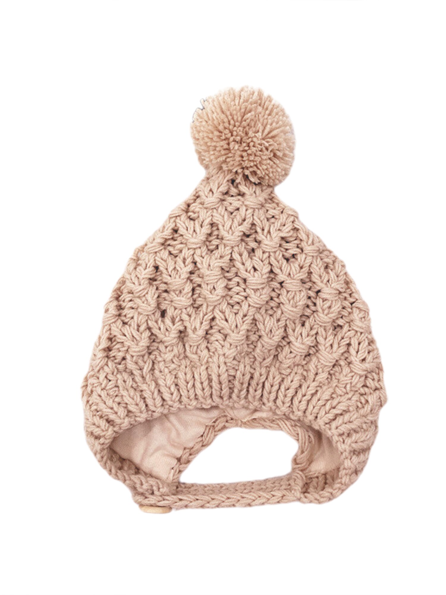 Gorro de lana para bebé, gorro grueso de lana a prueba de viento, Color sólido, Rosa polvoriento, rojo vino, caramelo, Beige y caqui, 3-24 meses: Beige