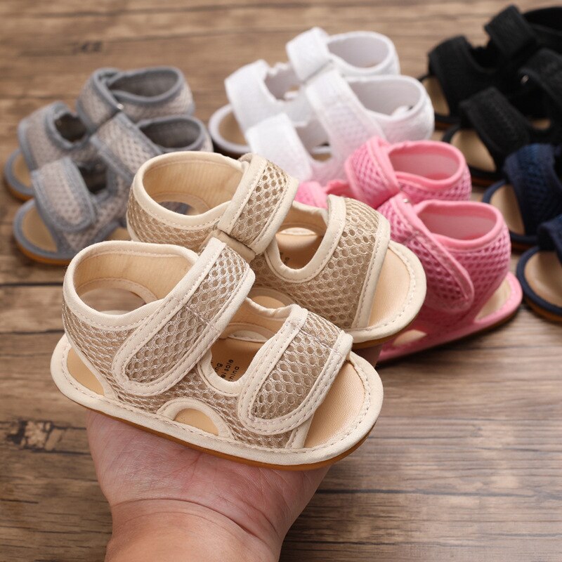Sandales d'été en maille pour -né, filles et garçons, respirantes et confortables, antidérapantes, à semelle souple, pour nourrissons et tout-petits