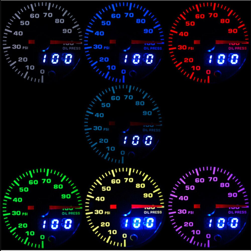 52MM/2 Digital & Pointer Display High Speed Stepper Motor Oil Pressure Gauge Car Modification Meter Boost Gauges