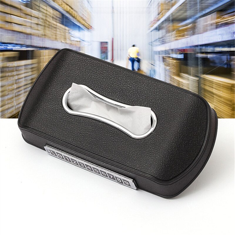 Qirc Auto Tissue Houder, PU Lederen Universele Auto Tissue Box Multifunctionele Zonneklep Tissue Houder, Auto Achterbank Hoofdsteun Armsteun Opknoping Tissue Box, Geschikt voor 100 Vellen (Zwart