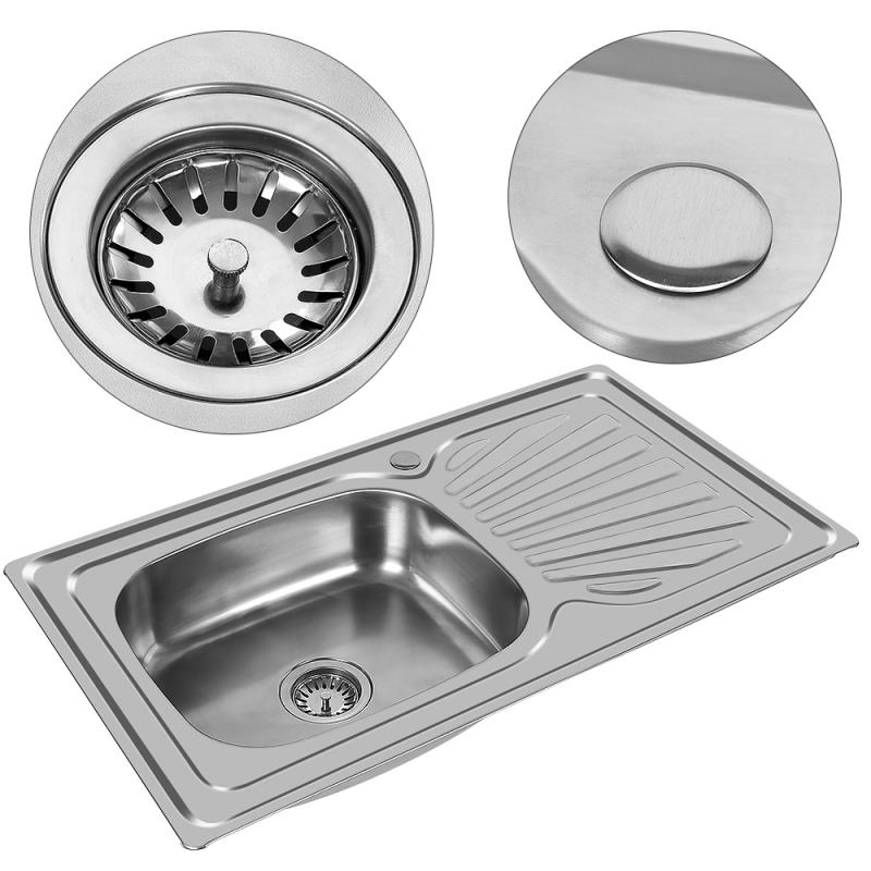 Roestvrijstalen Aanrecht Slot Schotel Wastafel Afvoer Mand En Afvoer Pip Rechthoekige Keuken Boven Teller Wastafel Hwc Thuis