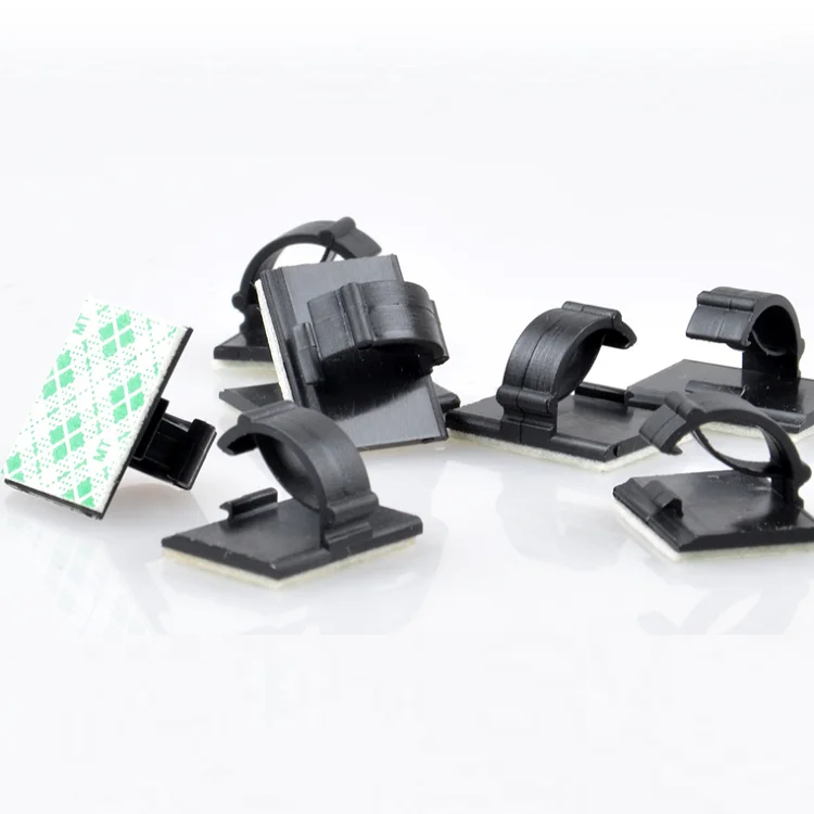 10pcs WCC-2 Cable Clamps Self Adhesive Wire Clip Tie Fixer Mounting Desk Line Holder Organizer Management White Black