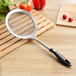 Duurzaam filter lepel bloem zeef roestvrij staal fijnmazige draad olieafschuimer zeef vergiet gefrituurd voedselnet keukengadgets: 14cm