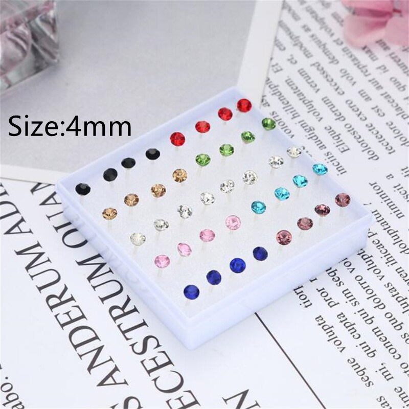 20 Paare 2 3 4 5 6mm Weiß Kristall Zucht Ohrringe einstellen Strass Ohrringe Bausatz Hochzeit Party Denkmal Schild jewlry Für Frauen: mischen 4mm
