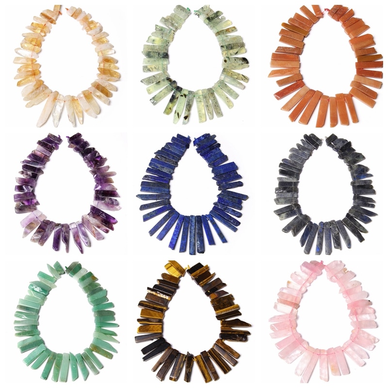 Top percé cristal naturel Quartz lazuli Labradorite minéraux tranche pointe perles coupe cristal bâton pendentifs fabrication de bijoux couronne