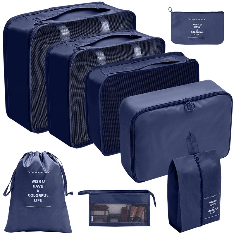 7/8/9/10 Pcs Set Reise Veranstalter Lagerung Taschen Koffer Verpackung Würfel Set Fällen Tragbare Gepäck Kleidung Schuh ordentlich Beutel Falten: Schokolade