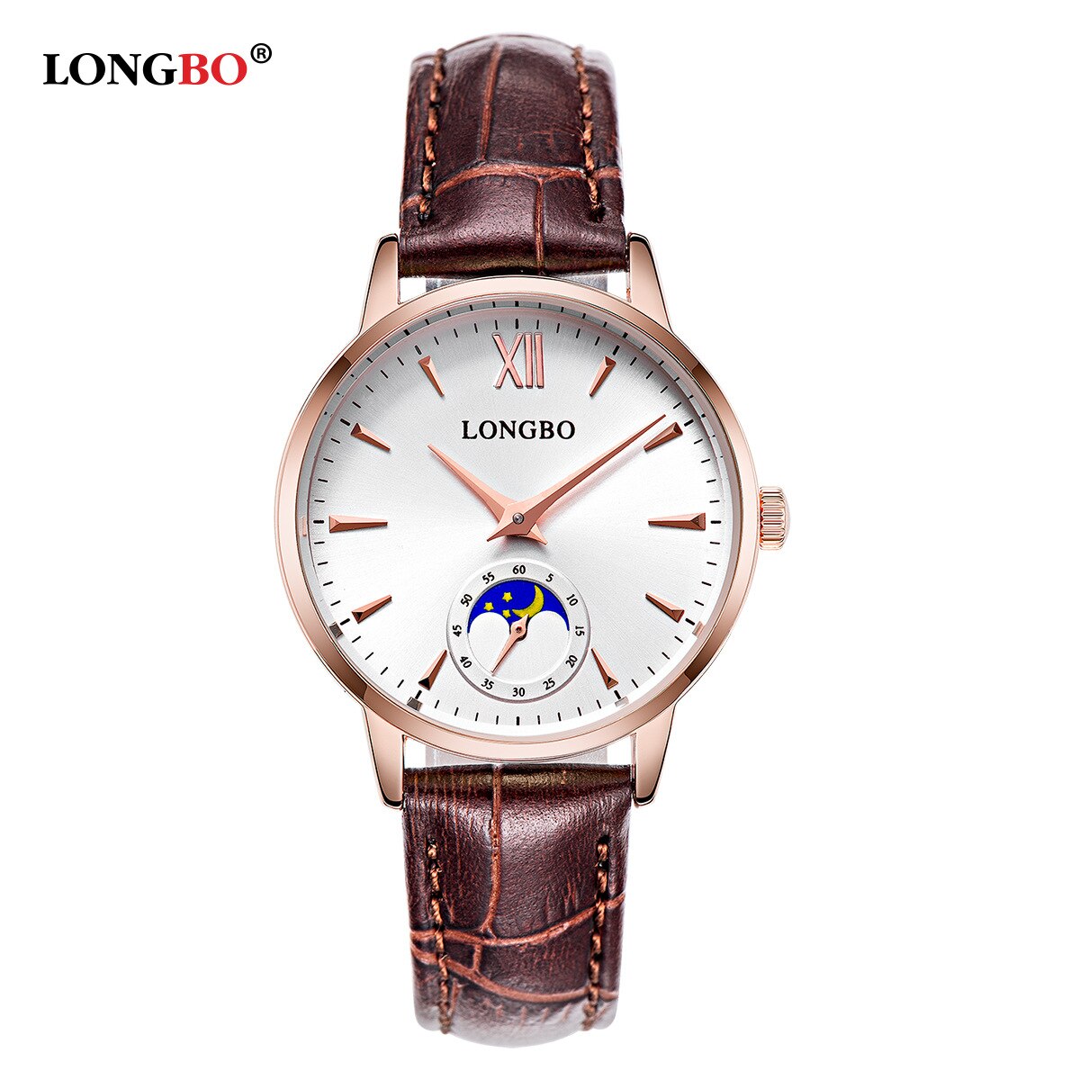 Longbo/50 Augustus Fase Multifunctionele Water Quartz Horloge Heren Riem Toevallige Horloge: Black