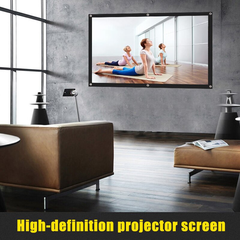 16:9 Projection Projector Canvas Screen Home Office Movie Manual Pull Down Wall Mounted HKS99