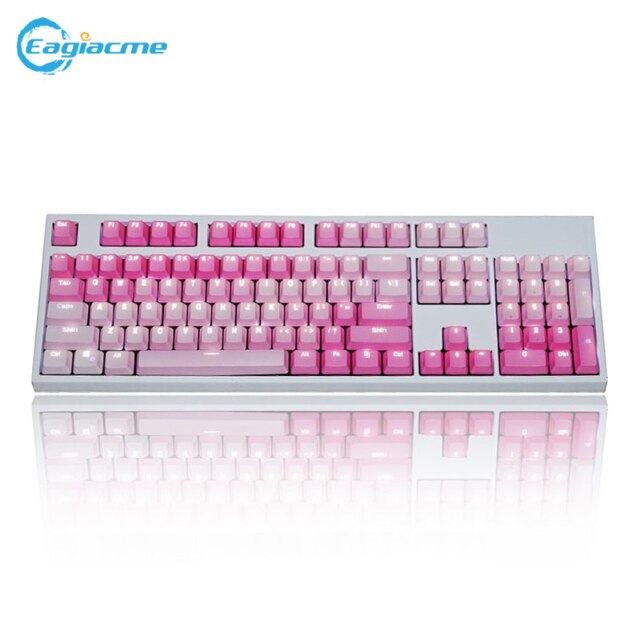 104 PBT Keycaps Set for Mechanical Gaming Keyboard - Gradient Ramp Colorful Keycaps for IKBC/Cherry: Pink keycaps
