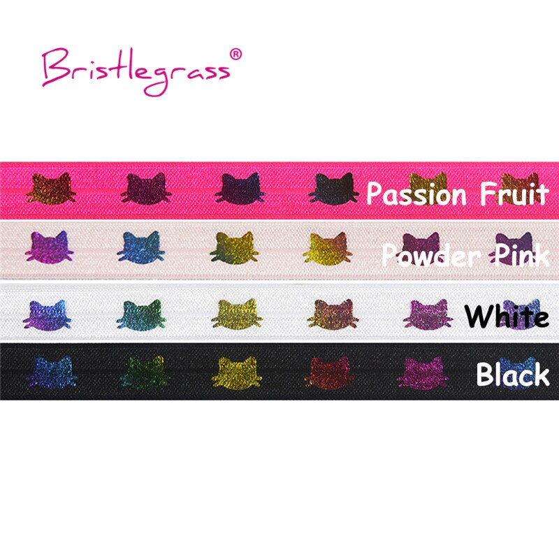 Bristlegrass 5 yard 5/8 " 15mm regenboog gouden kat folie print vouw elastiek voor spandex satijnen band haarelastiek hoofdband jurk naaien: 1 meter per kleur-b