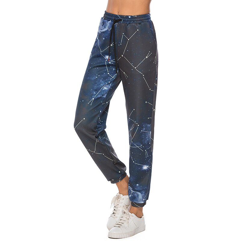 Frauen Laufhose draussen Sport lässig Gedruckt Sport Hosen Für Dame Frauen Fitness Hosen Für Lauf: Blau / M