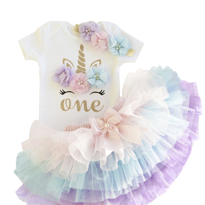 Peuter Meisje Eenhoorn Jurk Voor Baby Meisjes 1 Jaar Verjaardag Jurk Taart Smash Outfits Kleine Baby12 Maand Zuigeling Regenboog Tule gown: 7