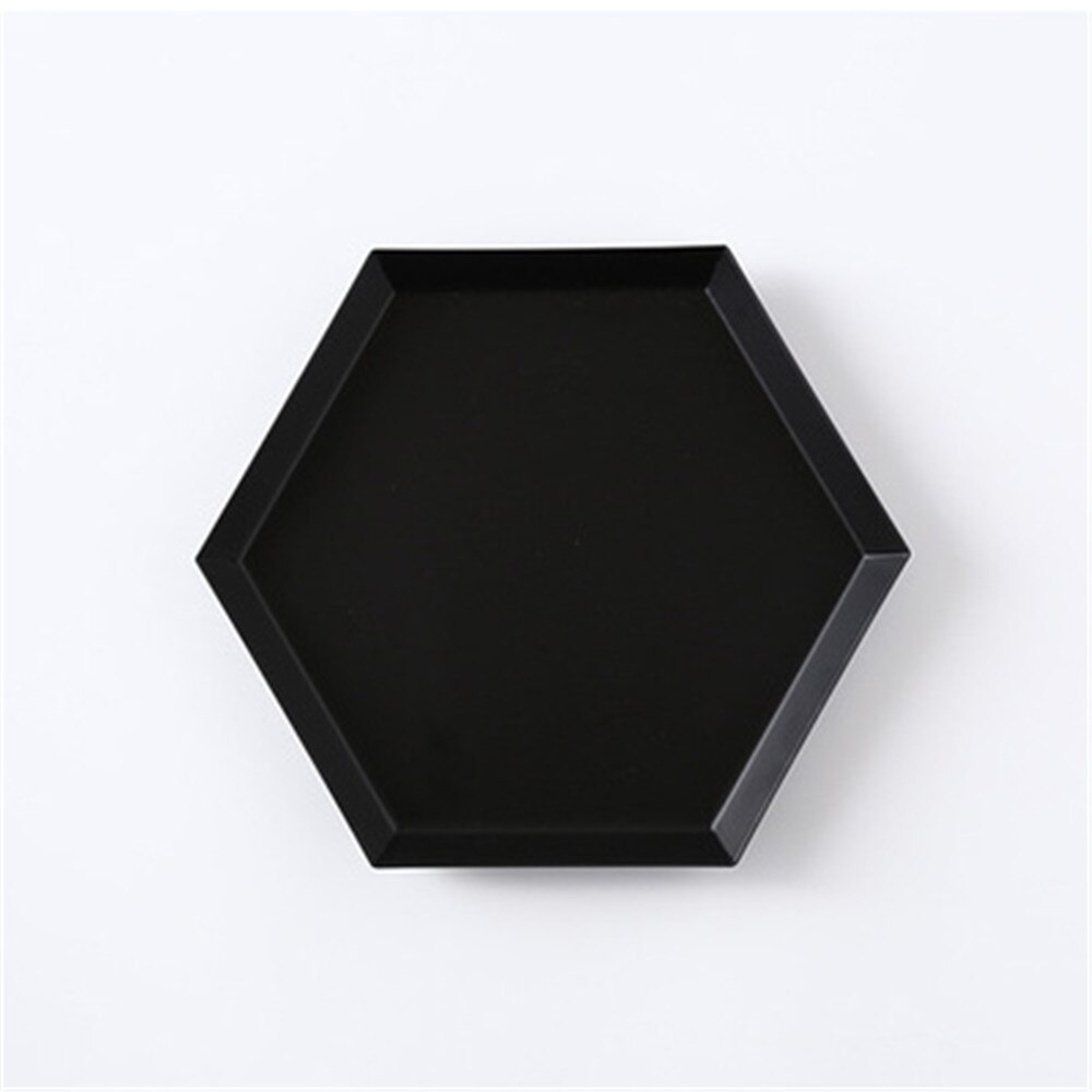 Colorful Metal Storage Trays Chic Geometric Combo Organizer Plate Desktop Decor Jewelry Display Trays Tea Set Dessert Plates: Black M