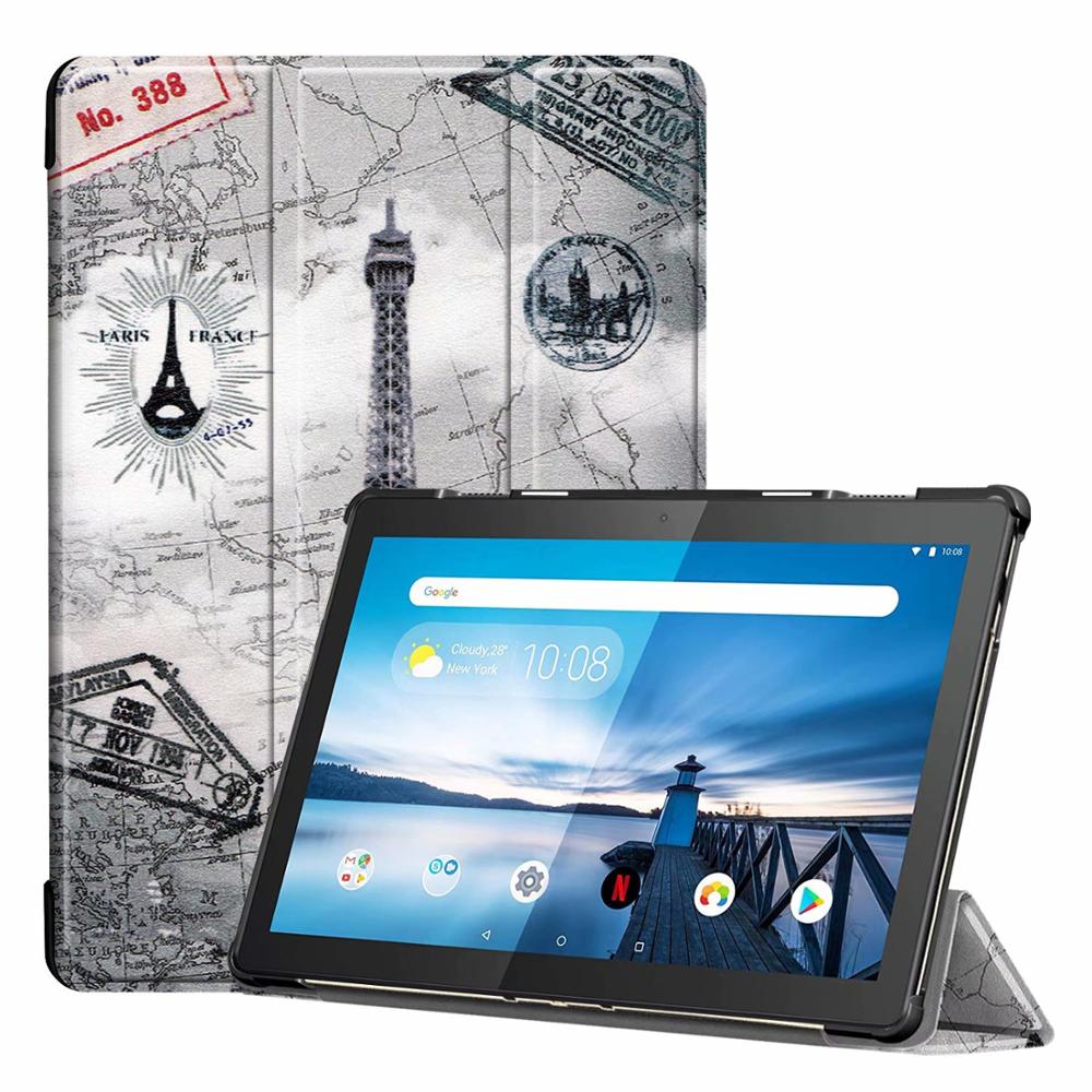 Slim Hard Case for Lenovo Tab M10 TB-X605F Release Tablet 3 Fold Magnetic Stand Cover for M10 X605 10.1 Inch: tie ta