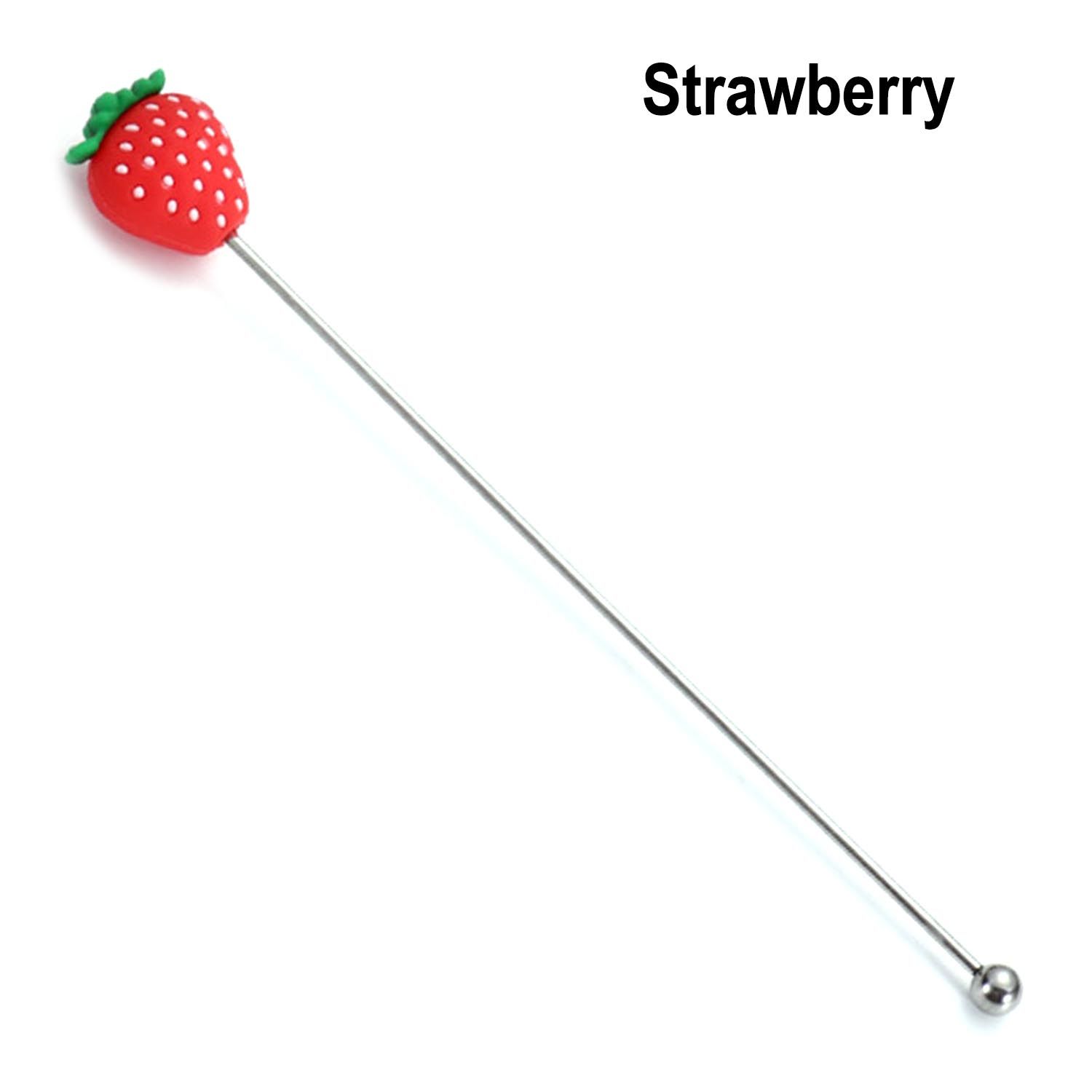 Cocktail Drink Stirring Sticks Straw Wine Glass Bar Swizzle Mixing Sticks Mixer Muddler for Restaurant Bar Party Cafe Bar Tools: strawberry