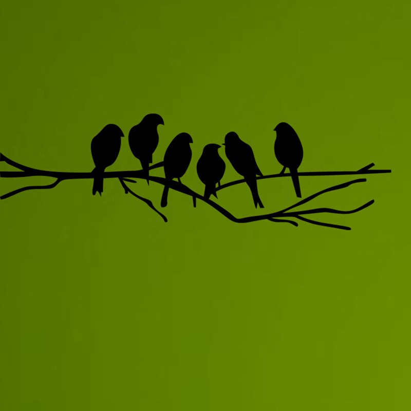 Autocollants muraux oiseaux sur la branche d&#39;arbre, blancs et noirs, pour salon, Stickers artistiques, décoration de maison, fresques amovibles