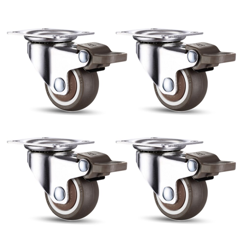 1/4 Pack 360 Degree Swivel Caster Wheels Heavy Duty Caster With Top Plate TPE Rubber Caster For Furniture Carts Warehouse Shelf: 1.25 Inch / 4 Pcs with brake