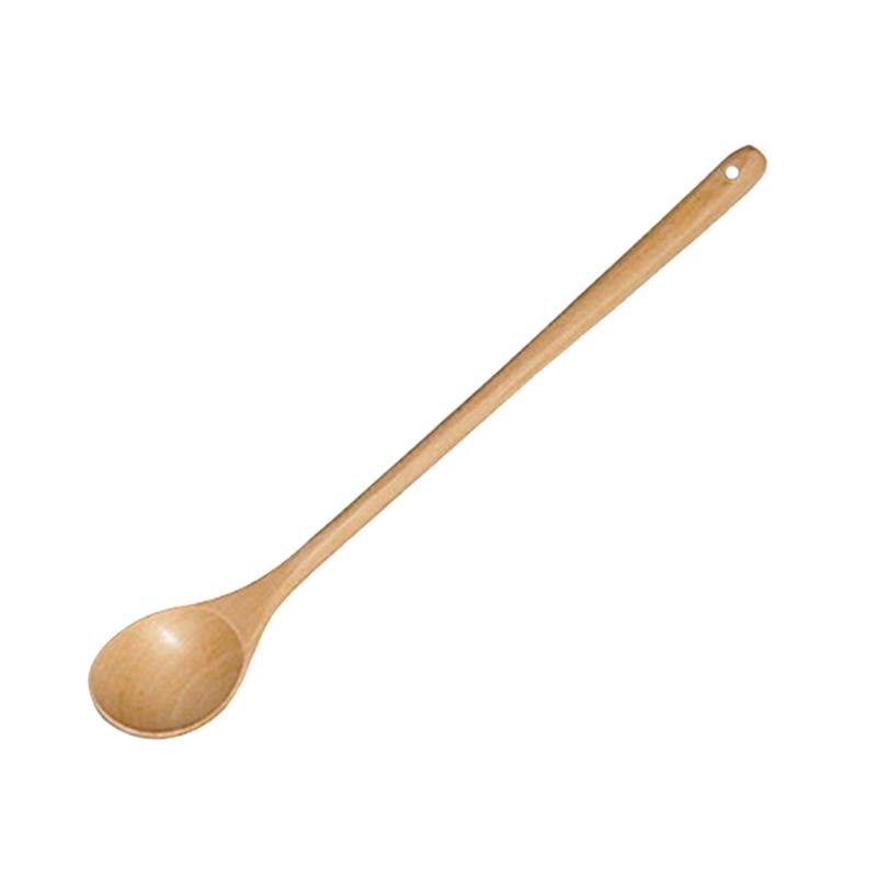 Puulusikat luonnollinen pitkä varsi sekoituslusikkaa puhdasväriset kahviteelusikat  (33cm): B
