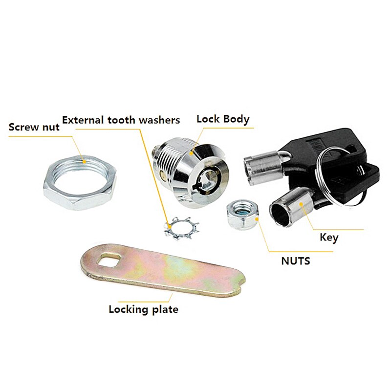 cajón Tubular Cam Lock para puerta buzón armario w/2 llaves 20mm