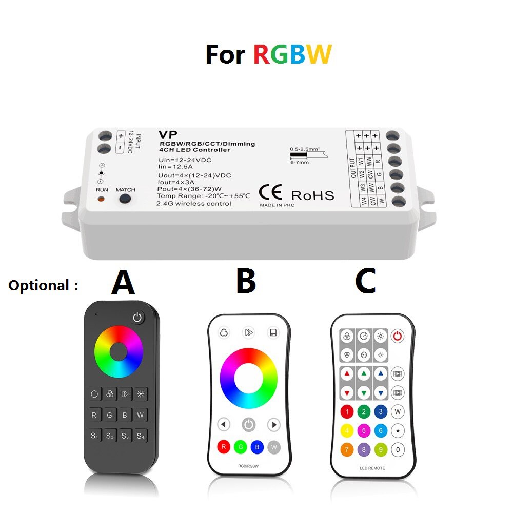 RF 12 v 24 v 2,4g RGB RGBW Controller Led-streifen RGB Controller Wireless RF Remote Controller 12 Volt fernbedienung V3