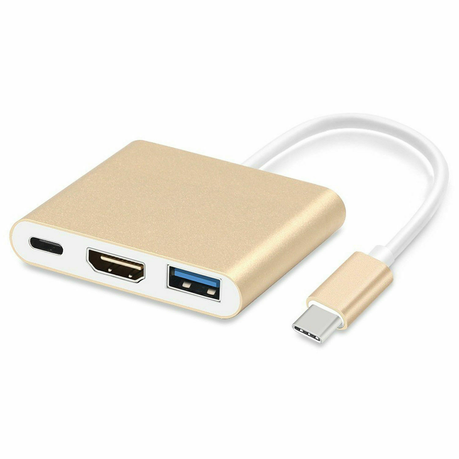 4K USBC 3.1 Hub Converter USB C Type USB 3.0/HDMI/Type C Vrouwelijke Oplader AV Adapter voor Macbook/Dell XPS 13/Matebook Laptops: Gold