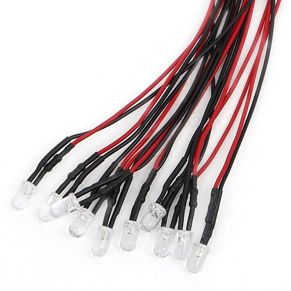 Bombilla LED precableada de 12V, 3mm/5mm, diodo de lámpara LED precableado DC 12V F5, diodos emisores de luz inteligente, decoración DIY, 5 colores, 10 Uds.