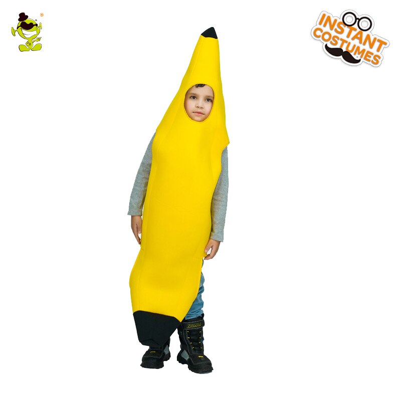 Morsomme banan kostymer søte frukter dekorasjoner jumpsuit show i halloween karneval rollespill fest for unisex barn