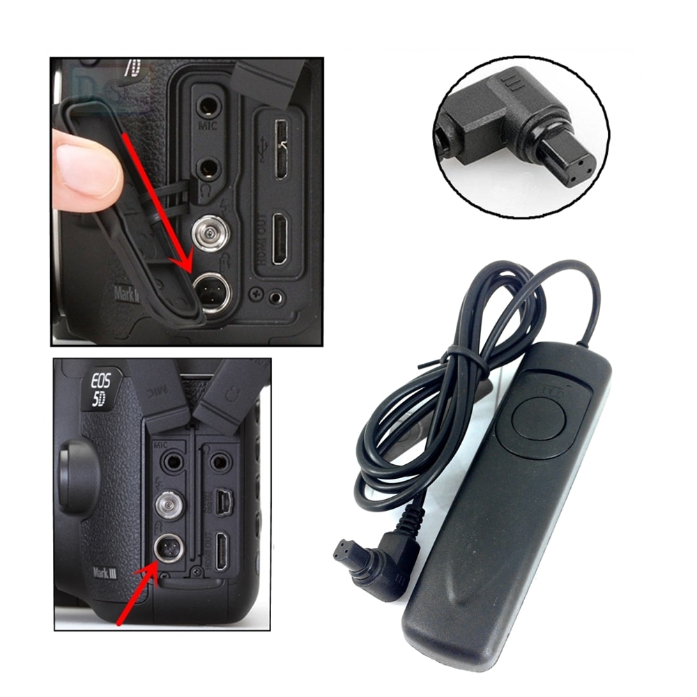 Shutter Release Cable Remote Control for Canon RS-80N3 R6 R5 5DS 5DSR 7D / 5D Mark II III IV / 6D 50D 40D / 1DX II / 1D Mark IV