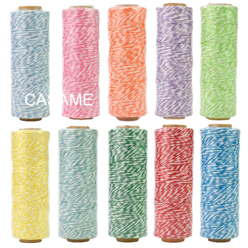 100% natural cotton rope 4ply (100Yards) 1pcs thin Bakers twine color baker twine silver gold red pink cotton string color